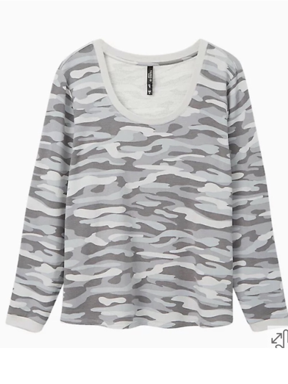 Gray Camo Scoop-Neck Long Sleeve Pajama Top torrid NWT - Picture 2 of 8